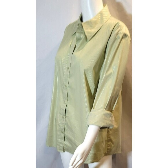 Chico's Light Green Long Sleeve Blouse Top Size 3 or L - Picture 3 of 10